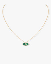Yellow Gold Diamond Necklace Lucky Eye Malachite