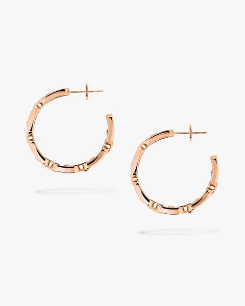 Pink Gold Diamond Earrings Move Link SM Hoop Earrings