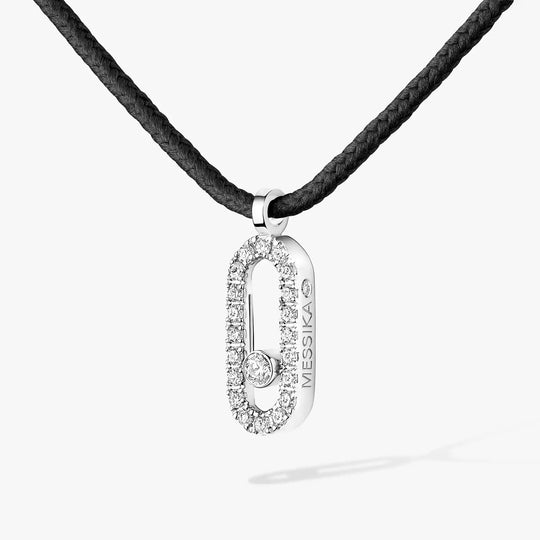 Black Cord Pavé Necklace