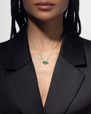 Yellow Gold Diamond Necklace Lucky Eye Malachite