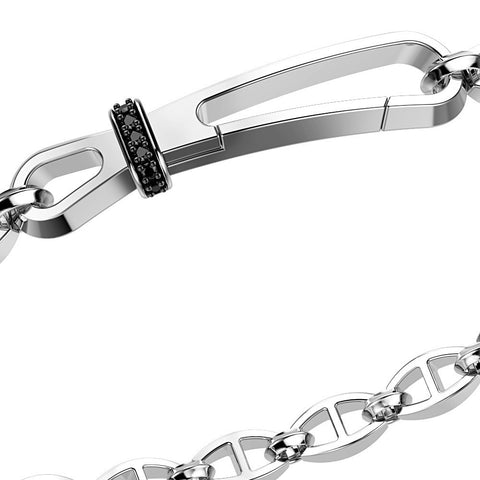Silver bracelet with black spinels