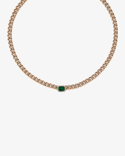 Chain Gold Necklace Emerald