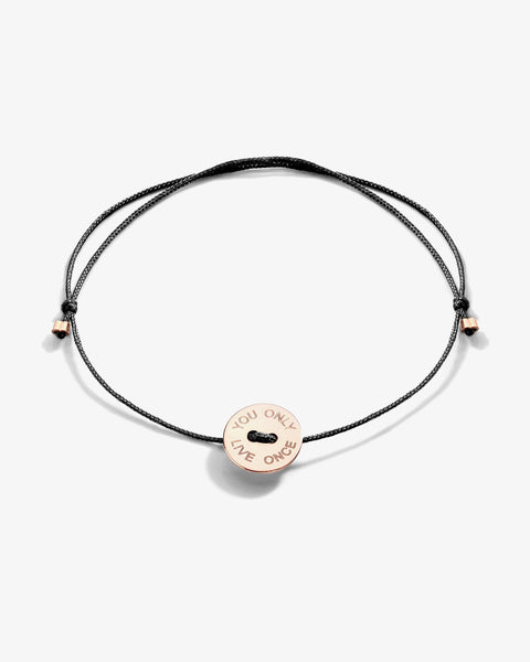Black Ribbon Bracelet with Medal and Quote
