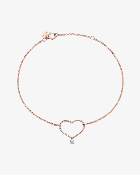 Rose Gold Heart Solitaire Bracelet