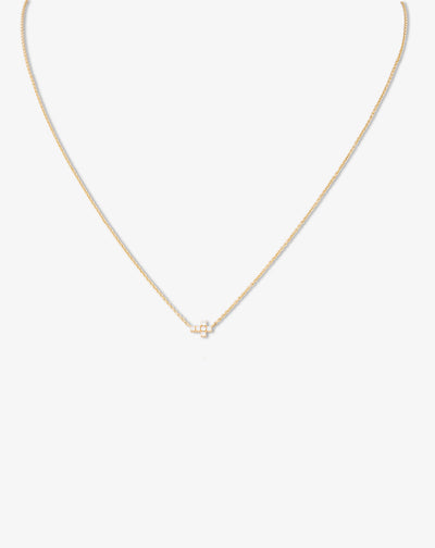 Necklace with Tiny Cross and Diamonds