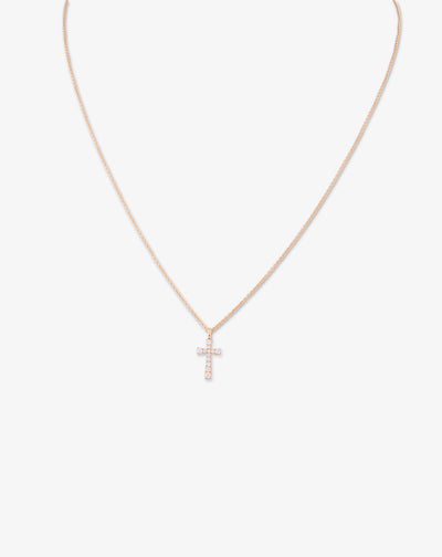 Necklace with Small Cross and Diamonds