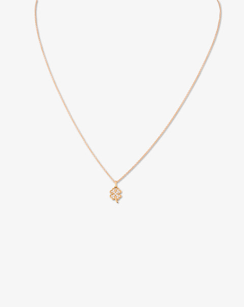 Necklace with Clover and Diamonds