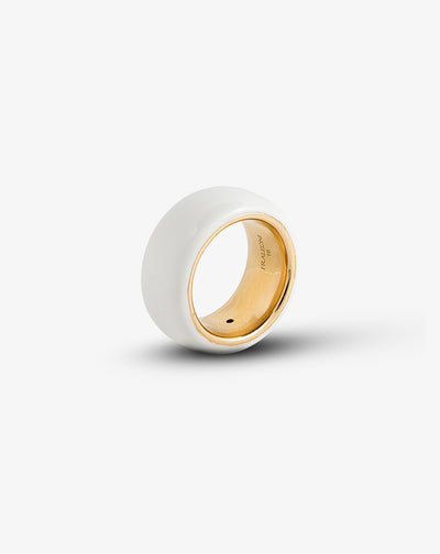 White Enamel Large Ring