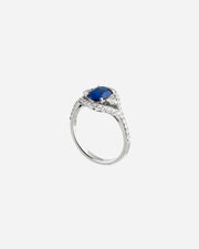 Anel Ouro Branco,Diamantes e Safira