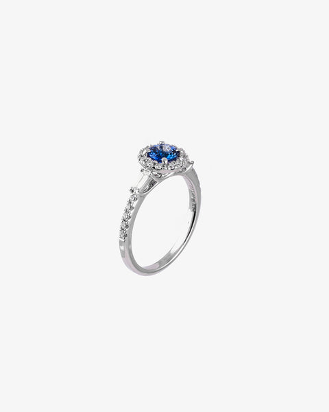White Gold, Diamonds and Sapphires Engagement Ring