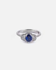 White Gold, Diamonds and Sapphires Engagement Ring II