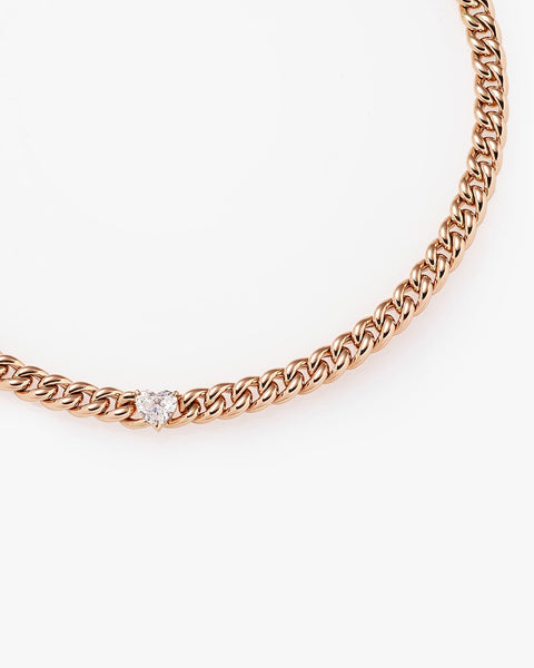 Chain Gold Necklace Heart Diamond