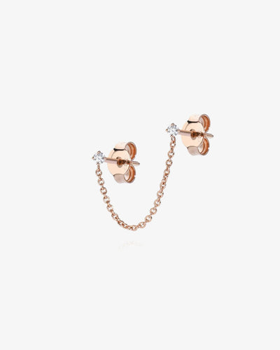 Twin Solitaire Gold Earrings