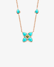 Flower Necklace Gold and Turquoise
