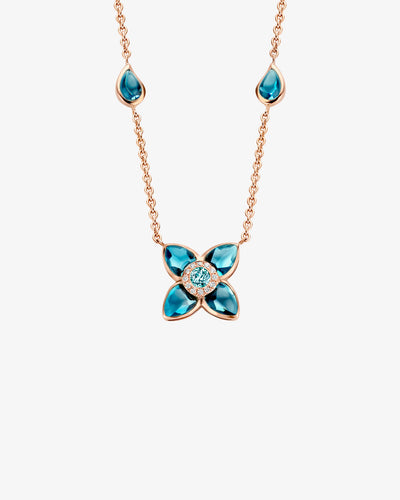 Flower Necklace Gold and Topaz