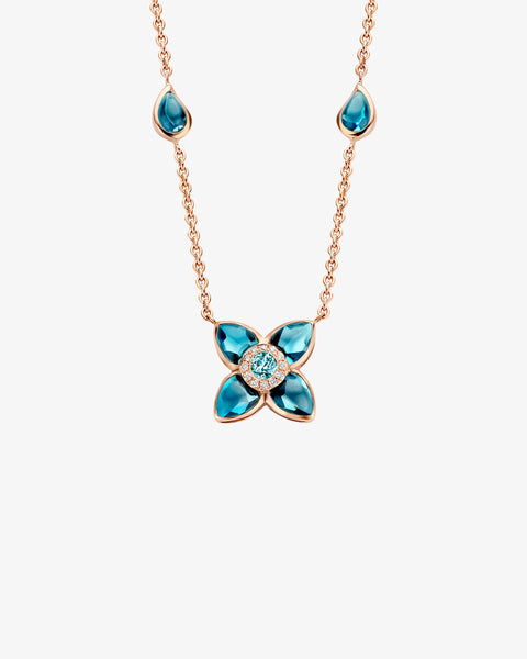 Flower Necklace Gold and Topaz