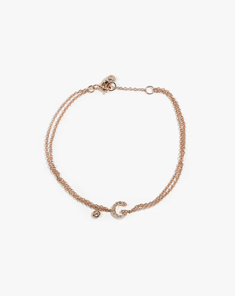 Gold and Diamond Bracelet with Letter