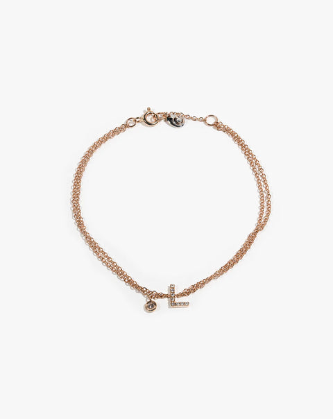Gold and Diamond Bracelet with Letter