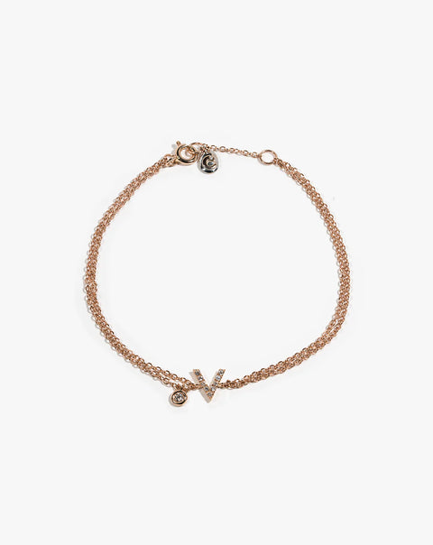 Gold and Diamond Bracelet with Letter