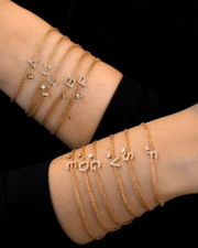 Gold and Diamond Bracelet with Letter