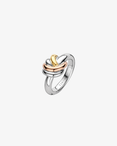 Knot Ring in Silver with Yellow and Rose Gold
