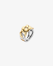 Silver Chain Ring with Gold