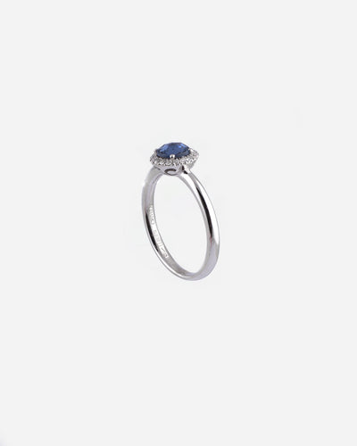 Anel Ouro Branco,Diamantes e Safira