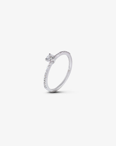 White Gold and Solitaire Diamond Ring