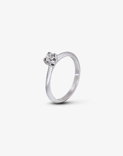 White Gold and Solitaire Diamond Ring