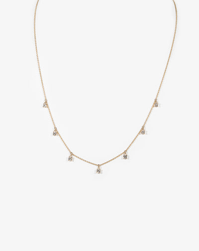 Pink Gold Necklace with Diamond Drops